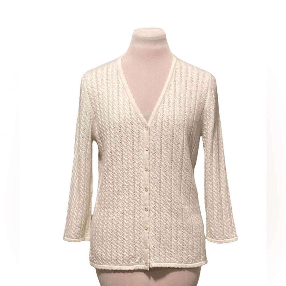 JONES NEW YORK Signature Sz L Wool/Angora Blend Button Front‎ Cardigan Sweater